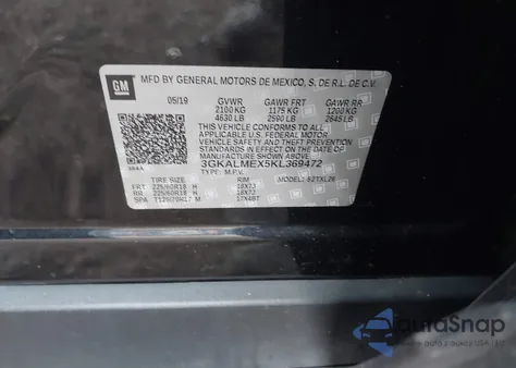 2019 GMC Terrain Sle из США, поврежденный, VIN 3GKALMEX5KL369472